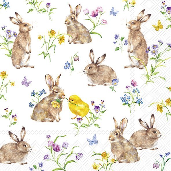 IHR Napkins Easter Friends White