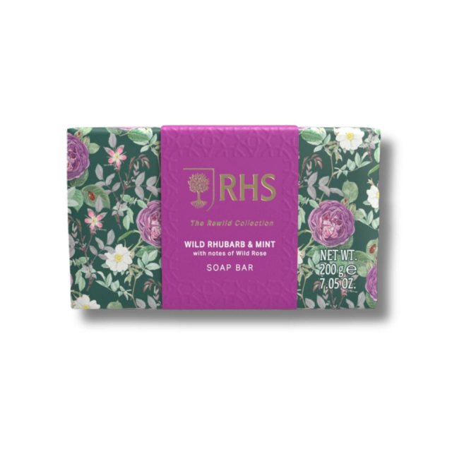 RHS The Rewild Collection Wild Rhubarb & Mint Wrapped Soap 200g