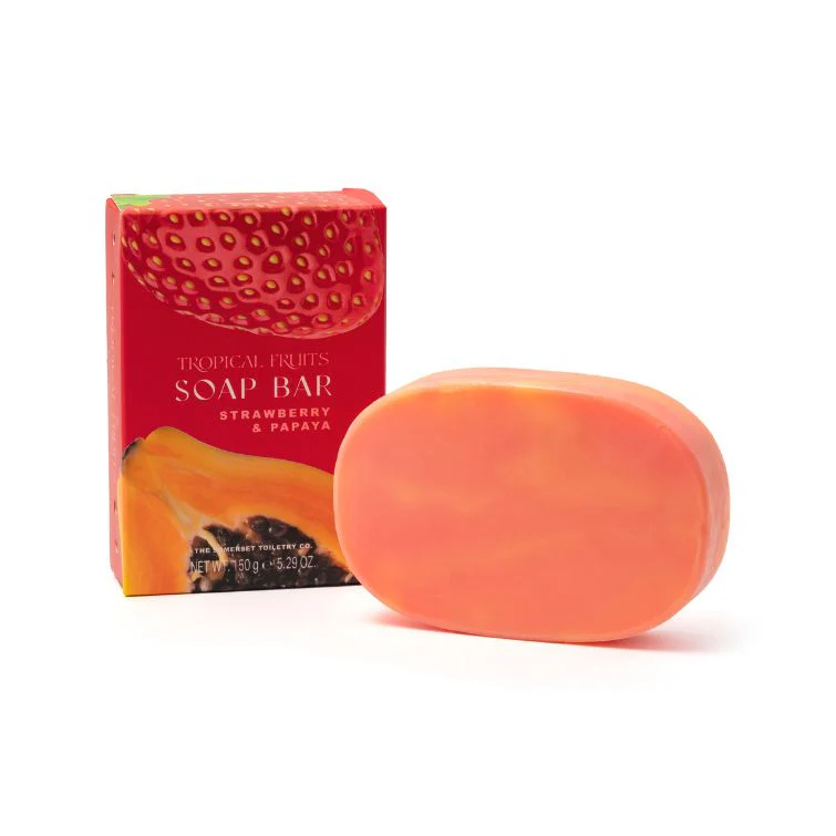 The Somerset Toiletry Co. Tropical Fruits Strawberry & Papaya Marbled Soap 150g