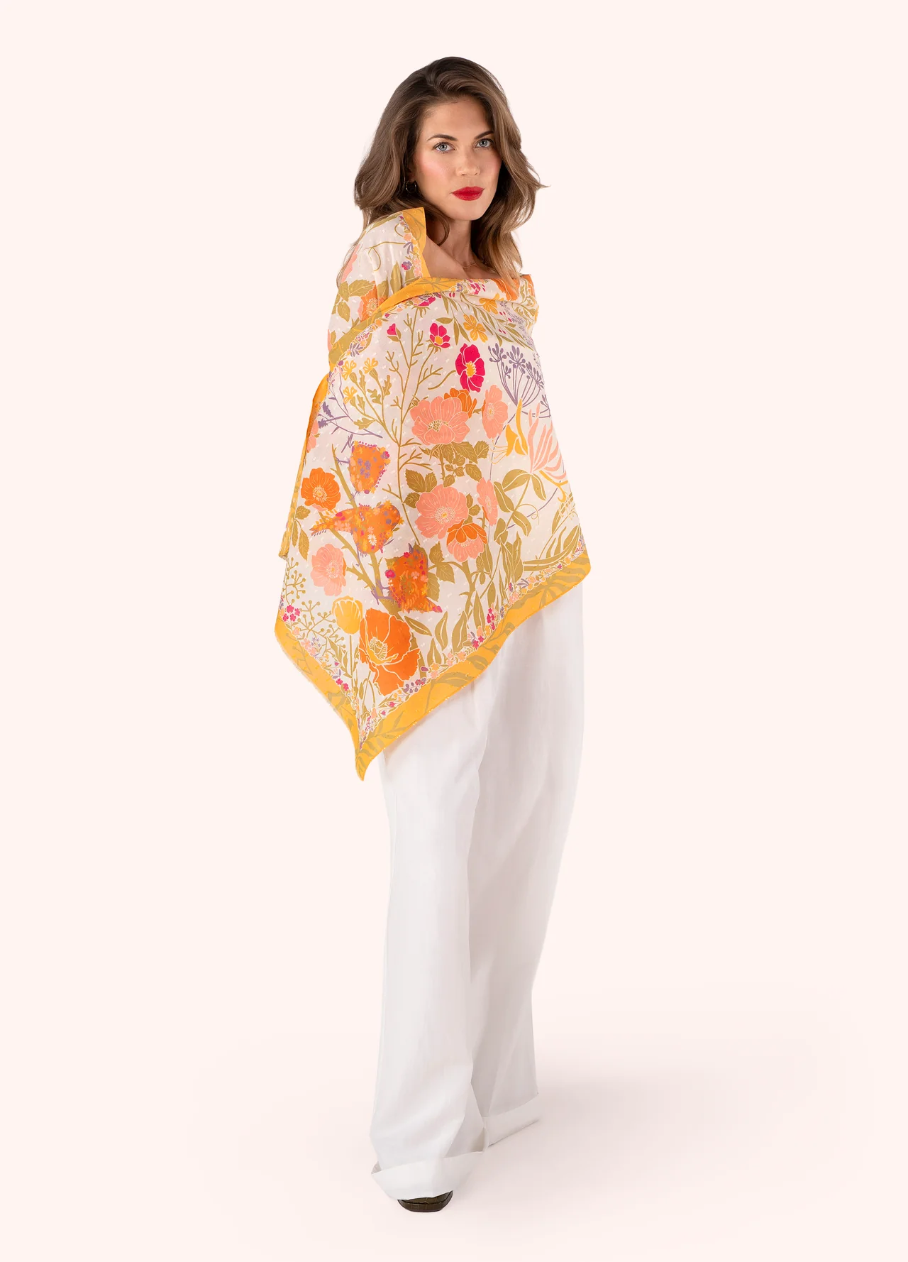 Powder Cotton Scarf - Birds In Bloom