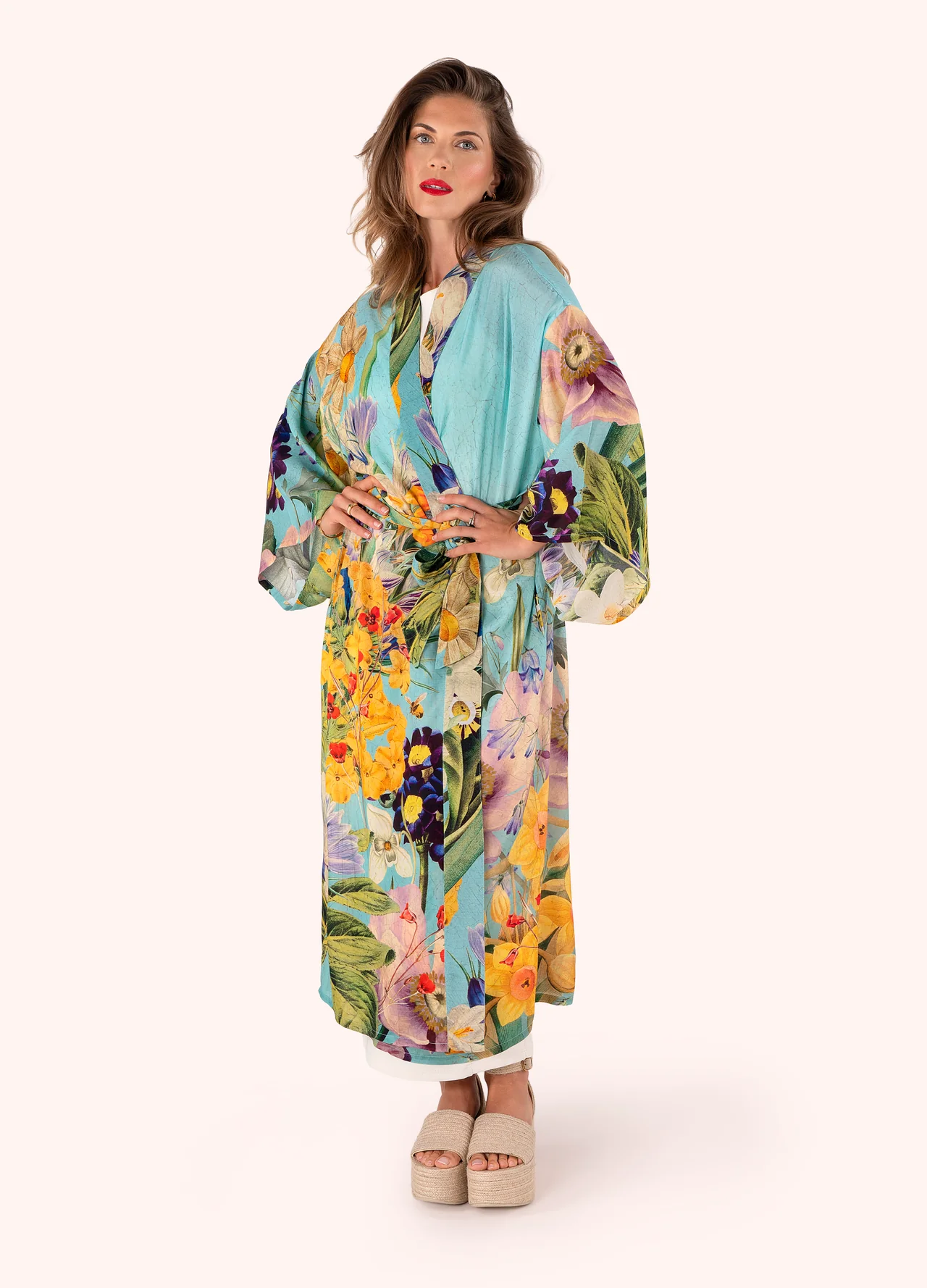 Powder Kimono Gown - Spring Flora