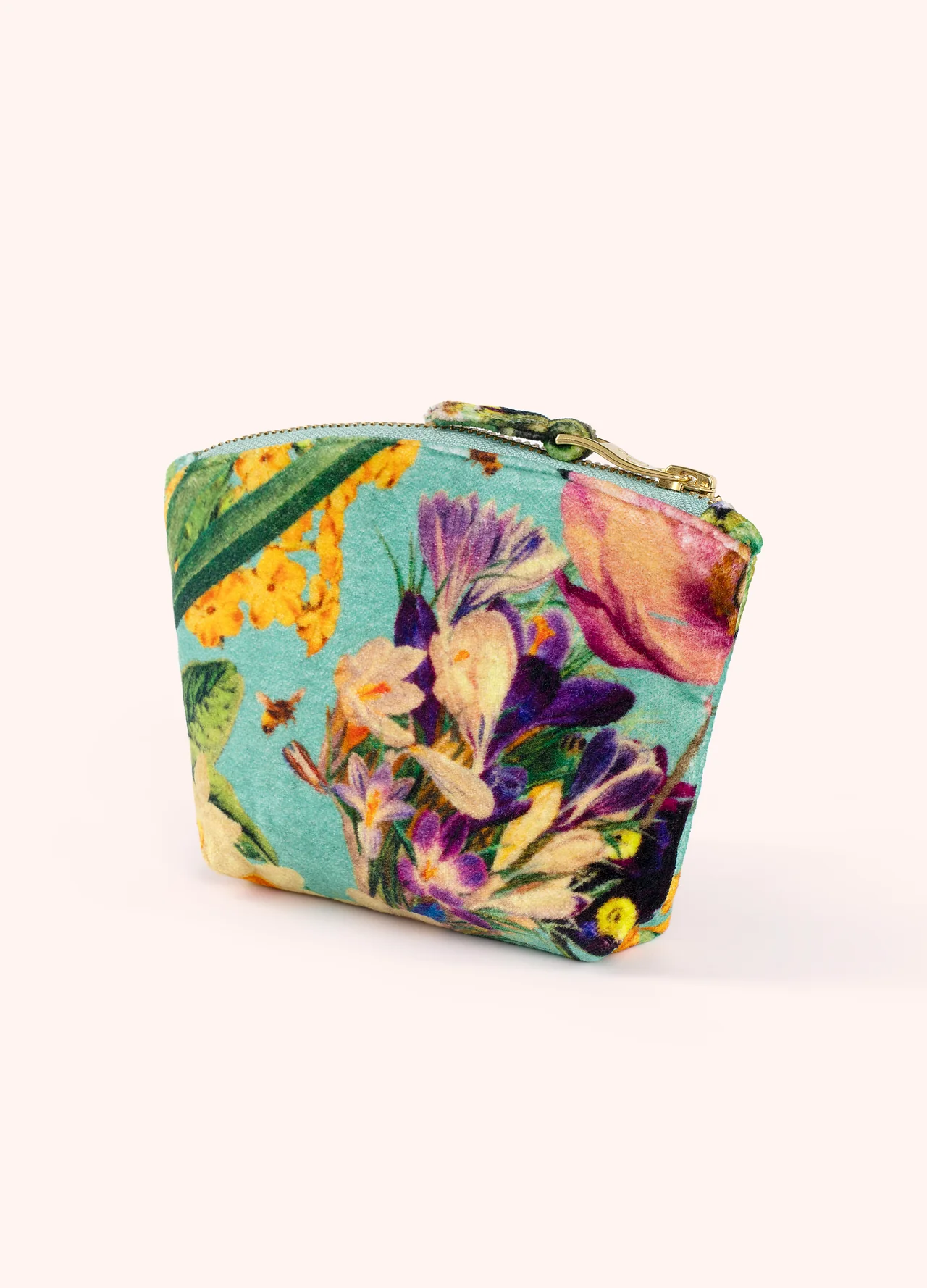 Powder Printed Velvet Mini Pouch - Spring Flora