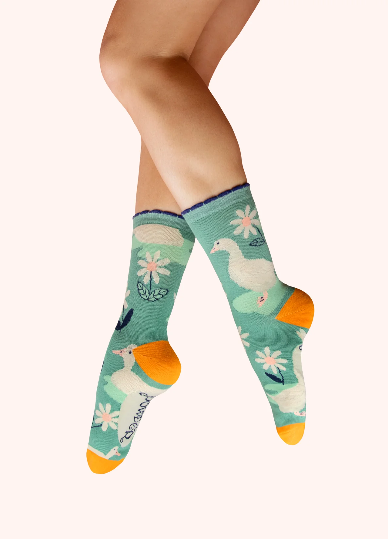 Powder Ladies Ankle Socks - Daisy Ducks in Jade