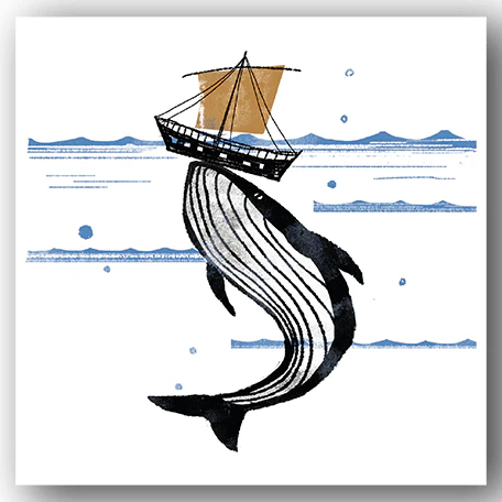 Kyoto Nemoto Whale & Boat Greetings Card