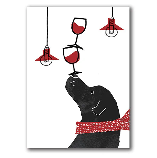 Kyoko Nemoto Dog & Wine Greeting Card