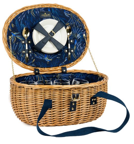 Sara Miller Anniversary Oval 4 Person Wicker Basket with Contents