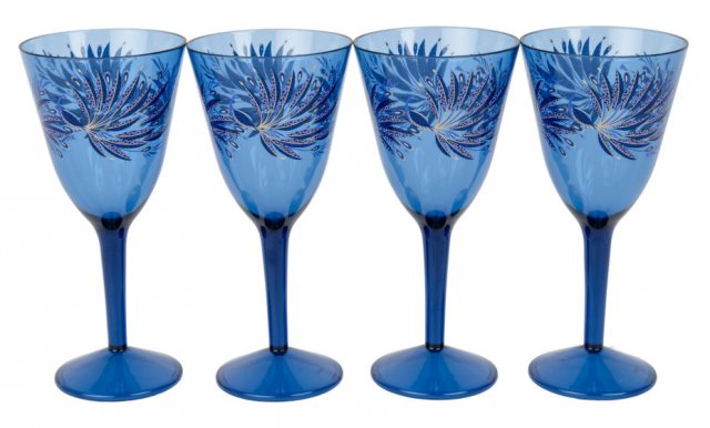 Sara Miller Anniversary Decorated Wine Glasses Set of 4