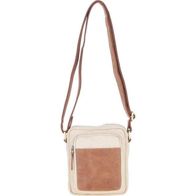 Fenland Canvas & Leather Crossbody Bag - Tan/Cream FEN751