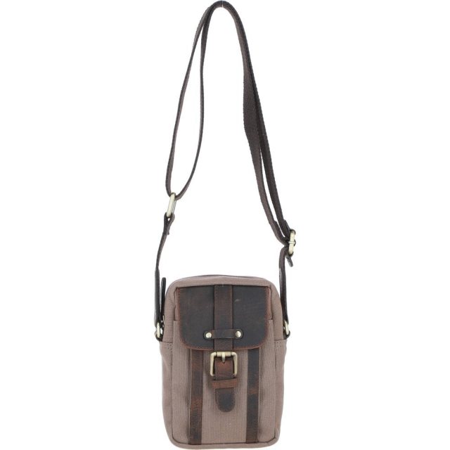 Fenland Canvas & Leather Body Bag - Mud/Grey FEN750