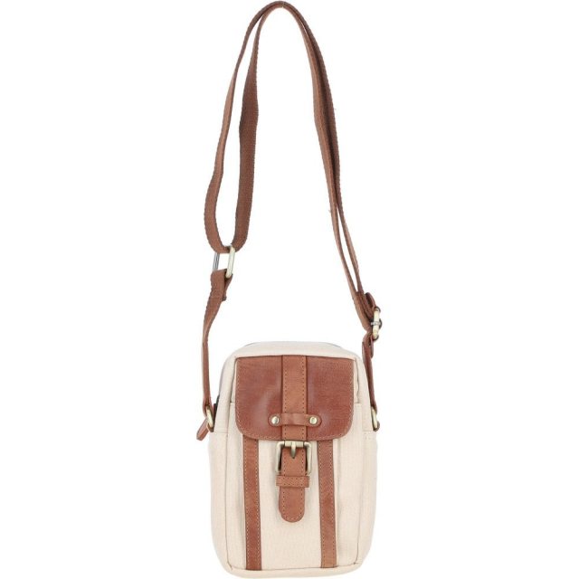 Fenland Canvas & Leather Body Bag - Tan/Cream FEN750