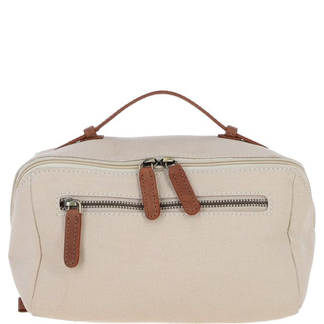 Fenland Canvas & Leather Wash Bag -Tan/Cream FEN759