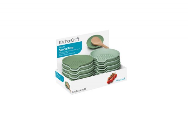 KitchenCraft Silicone Spoon Rest with Raised Grips - Light / Dark Green