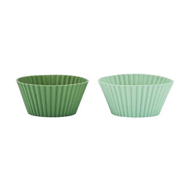 KitchenCraft 12 Reusable Silicone Cupcake Cases Light and Dark Green