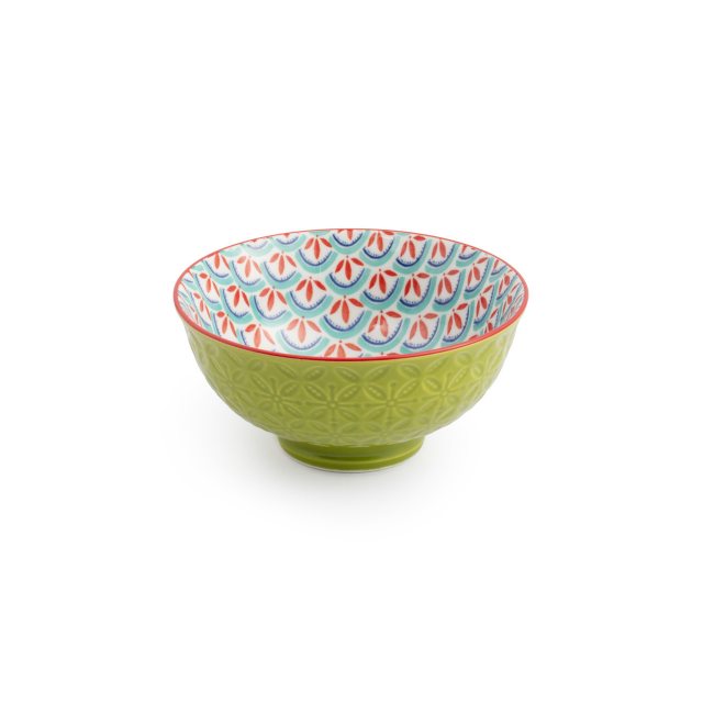 Mikasa Green and Blue Geometric Stoneware Nibble Bowl 12cm