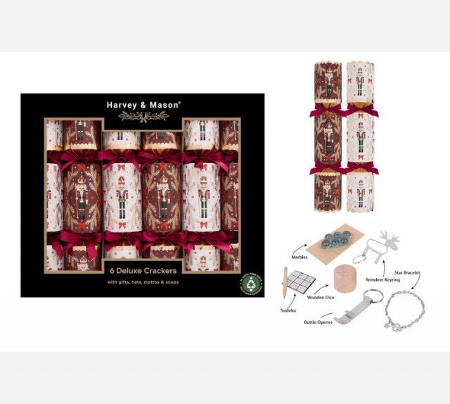 Harvey & Mason Deluxe Burgundy Nutcracker Crackers 6pk