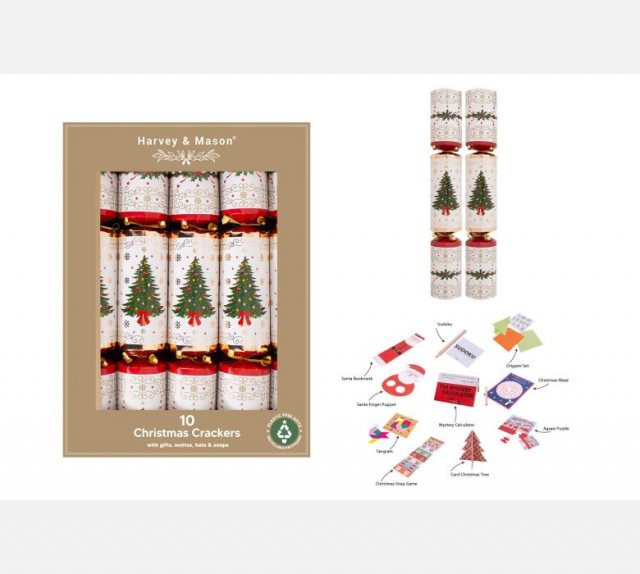 Harvey & Mason Gold Tree Christmas Crackers 10pk