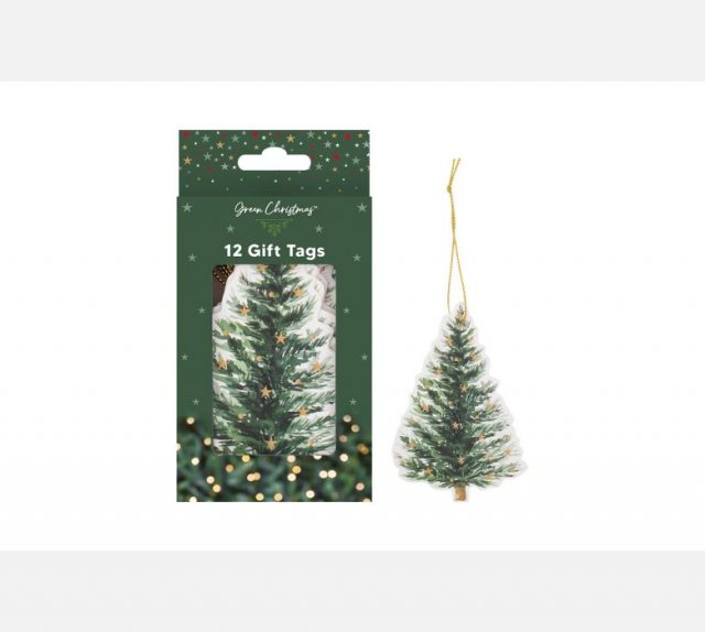 Green Christmas Green Tree Gift Tags 12pk