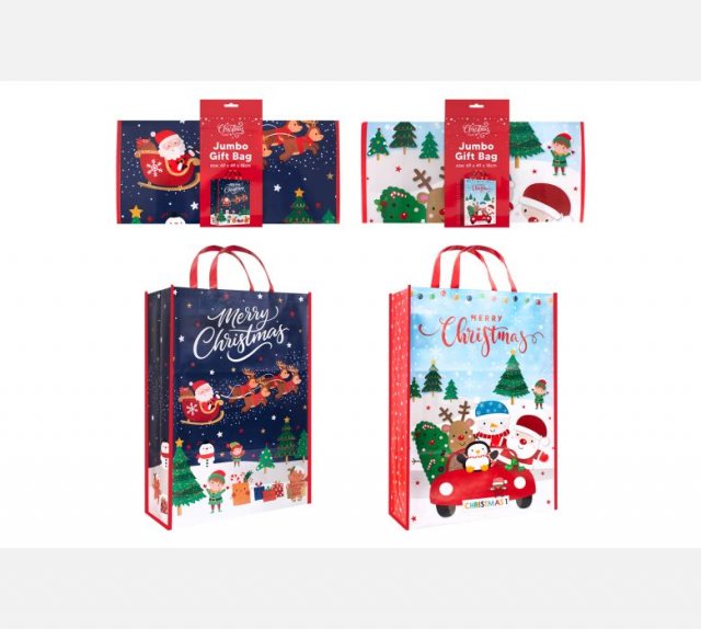 Jumbo Christmas Reusable Gift Bag - 2 Assorted Designs