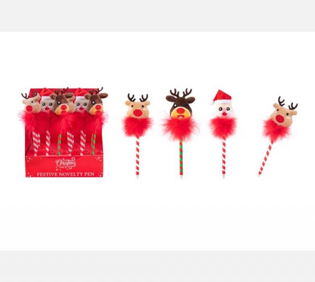 Plush Christmas Character Pens - 3 Assorted Designs