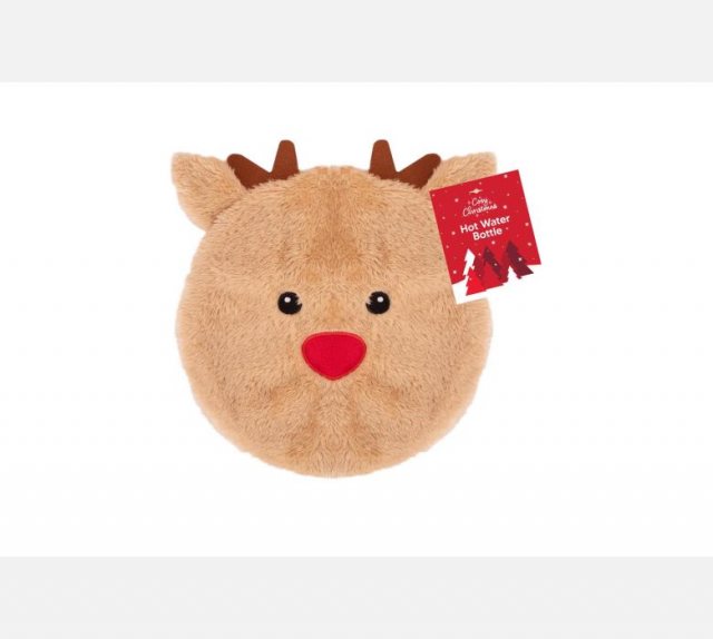 Christmas Round Hot Water Bottle Cute Reindeer Face