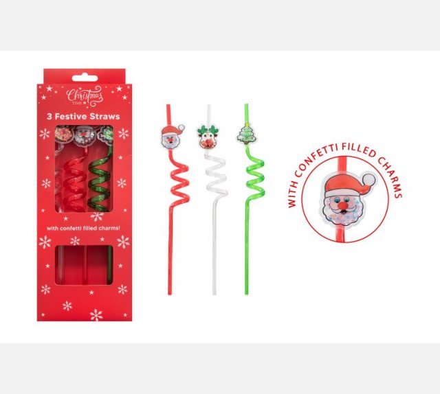 Christmas Crazy Straws 3pk