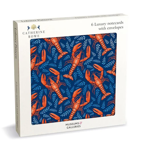 Catherine Rowe Lobster Pattern Square Notecard Wallet - Set of 6