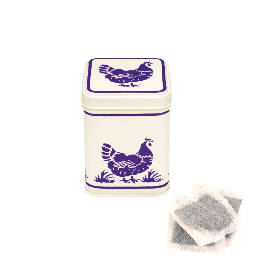 Emma Bridgewater Blue Hens Square Tin With Teabags 100g