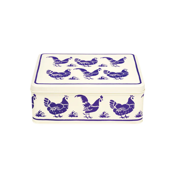 Emma Bridgewater Blue Hens Deep Rectangular Tin