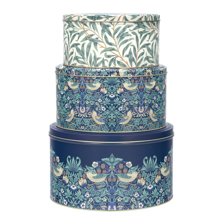 William Morris Arts & Crafts Strawberry Thief Set of 3 Round Cake Tins