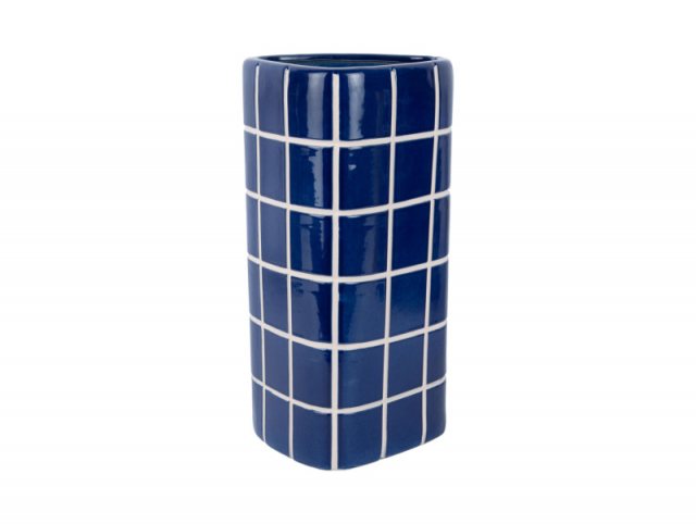 Present Time Vase Retro Tiles Triangular Large - Cobalt Blue