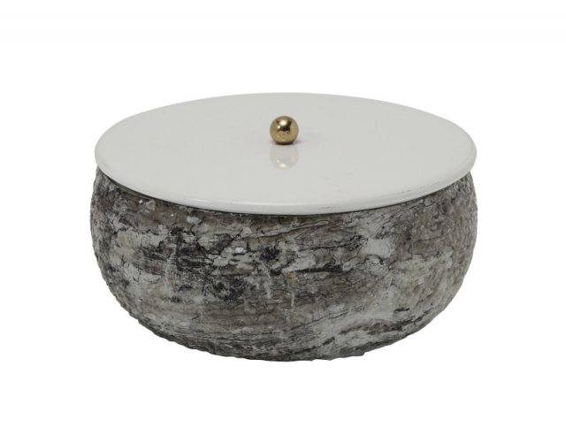 Present Time Storage Box Mosaic Marble - White