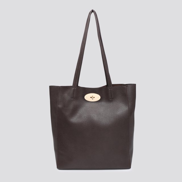 House of Milano Faux Leather Soft Tote Bag - Coffee