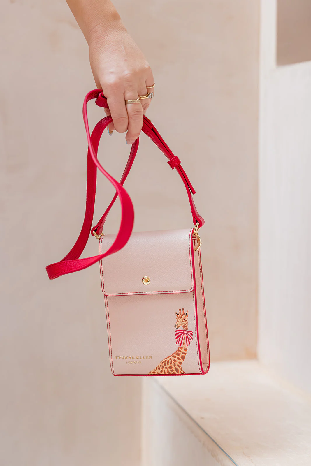 Yvonne Ellen Vintage Pink Giraffe Crossbody Pouch
