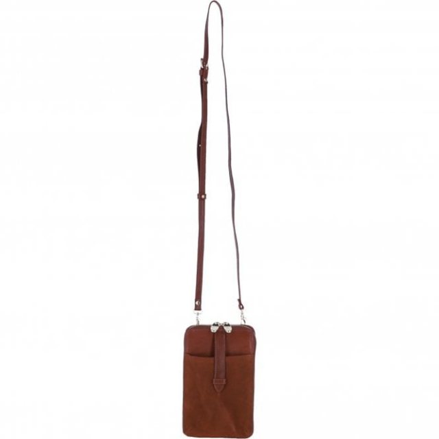 Ashwood Leather Suede Slim Crossbody Phone Pouch with Card Slots - Tan S51
