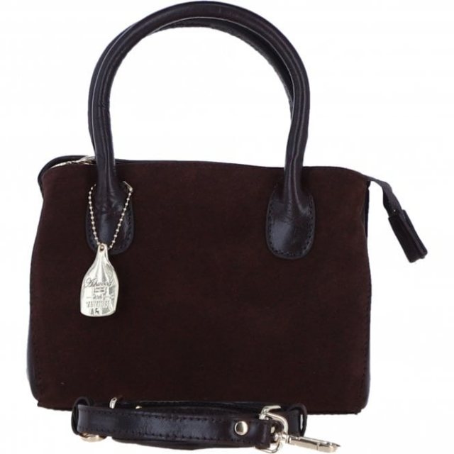 Ashwood Leather Suede Handbag with Detachable Strap - Brown S54
