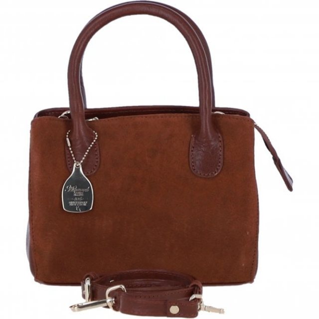 Ashwood Leather Suede Handbag with Detachable Strap - Tan S54