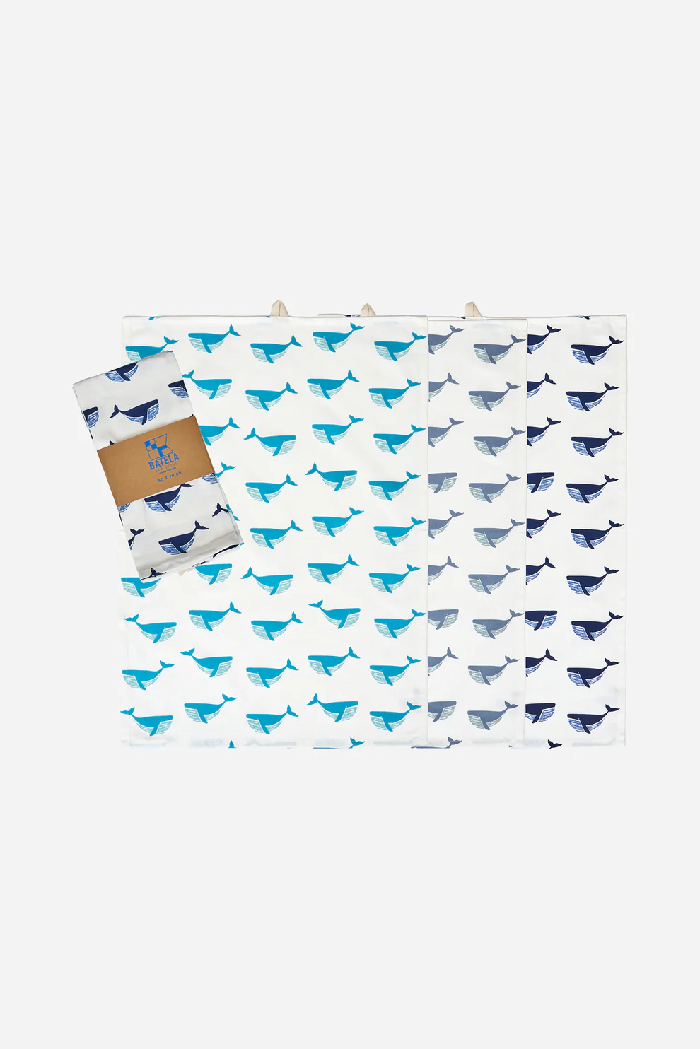 Batela Set of 3 Tea Towels With Whale Motif