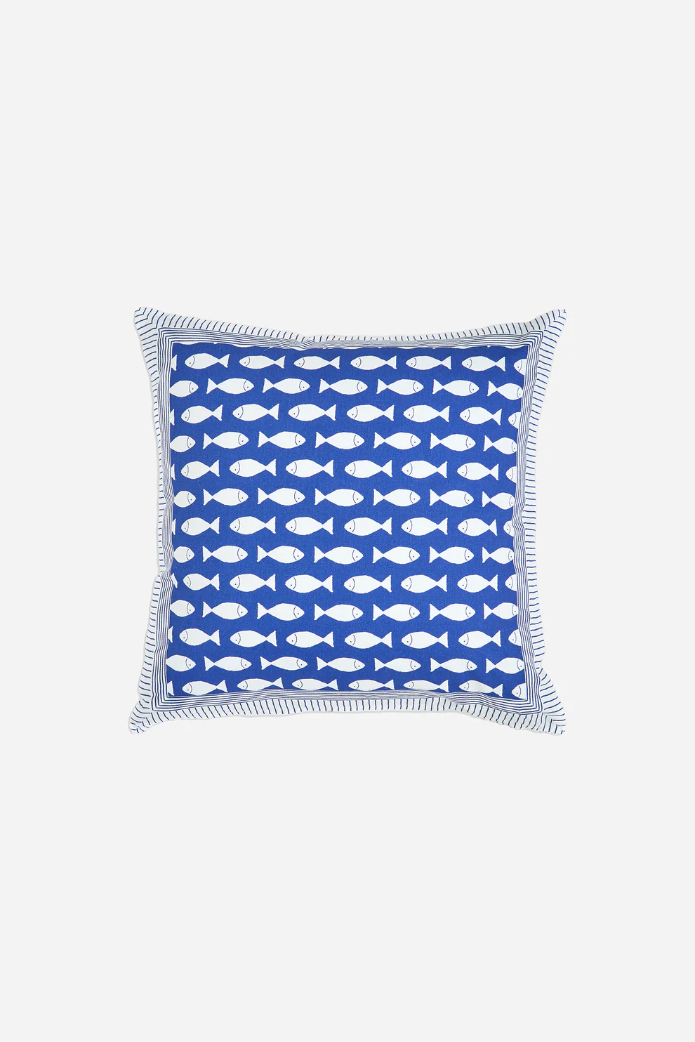 Batela Cotton Cushion With Fish Motif Blue/ White Fish