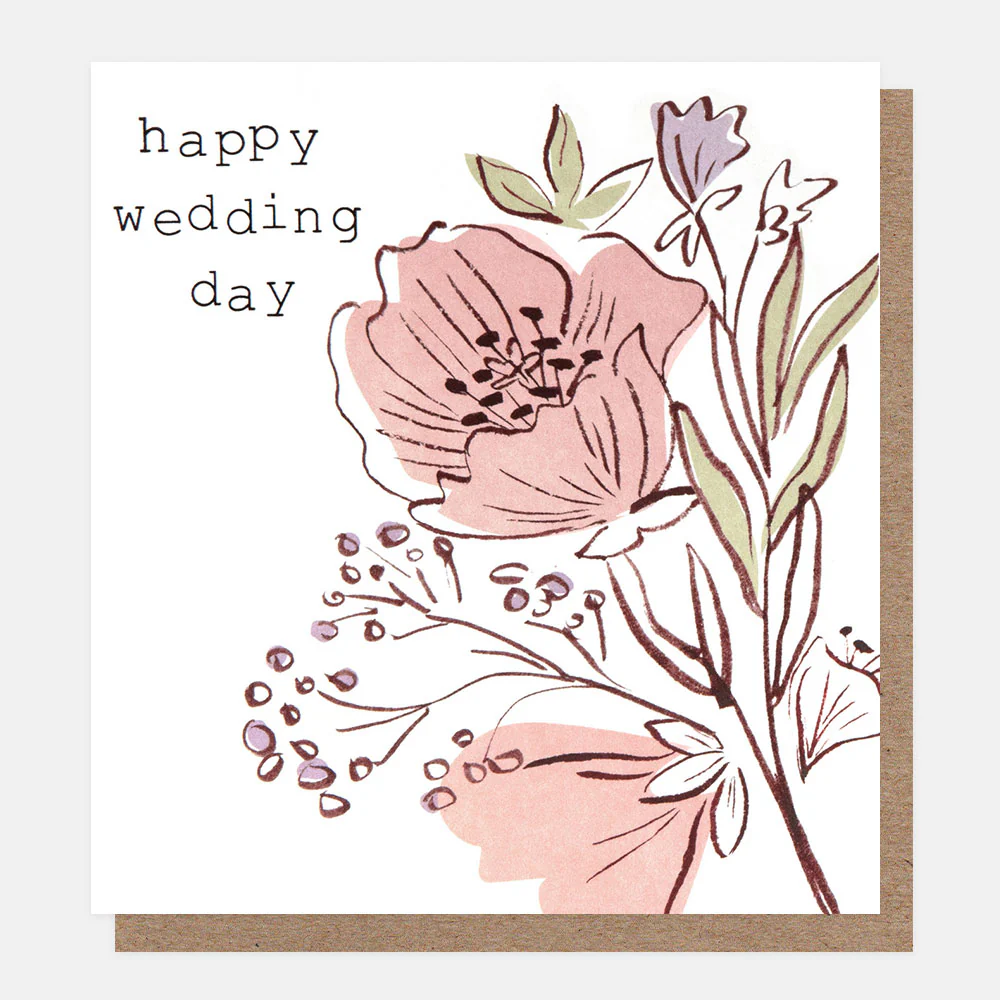 Caroline Gardner Pink & Lilac Flowers Wedding Card