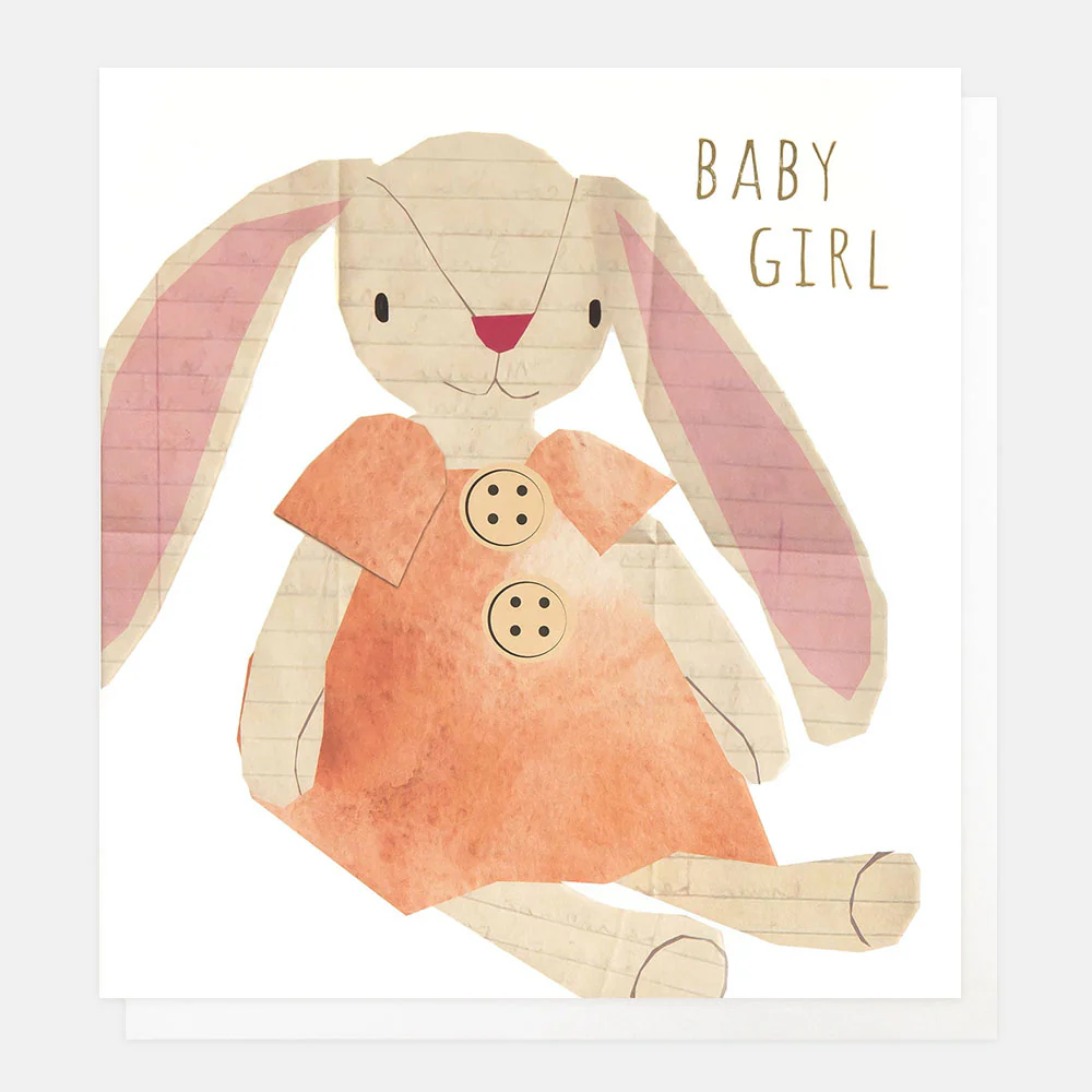 Caroline Gardner Rabbit New Baby Girl Card