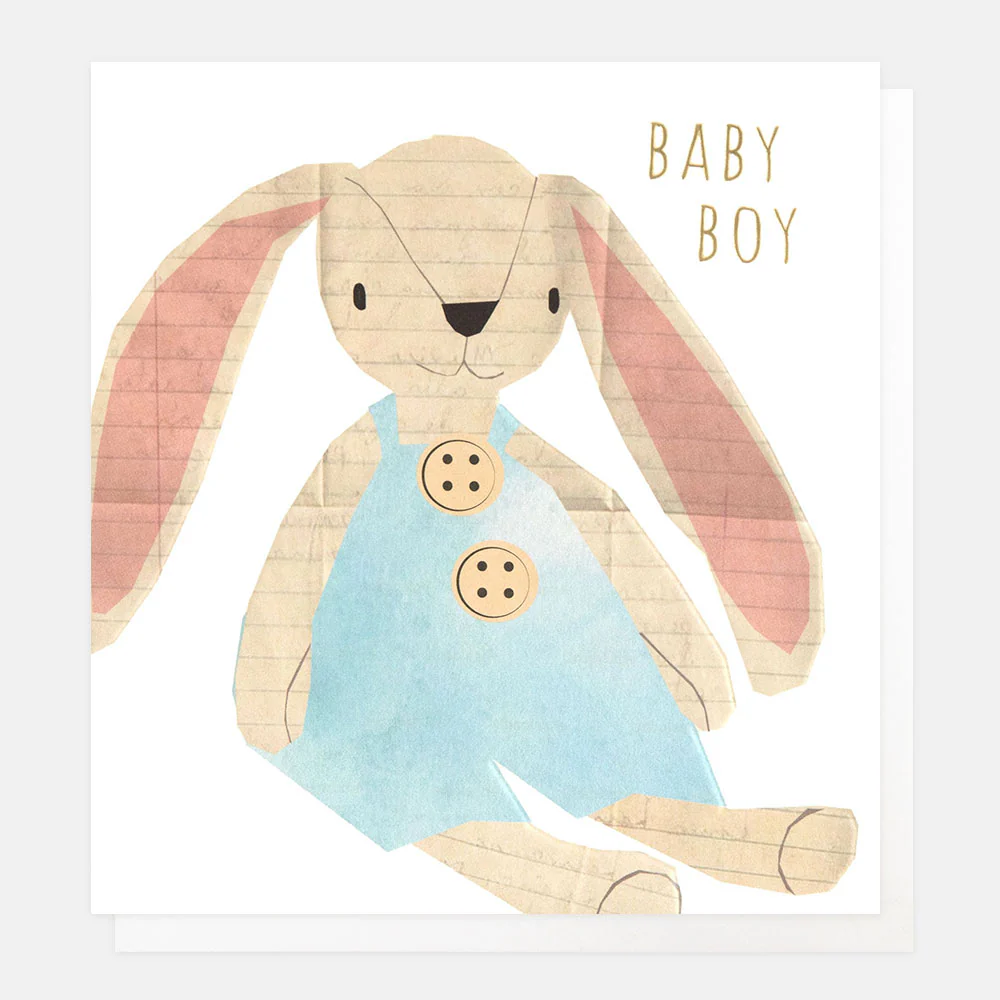 Caroline Gardner Rabbit New Baby Boy Card