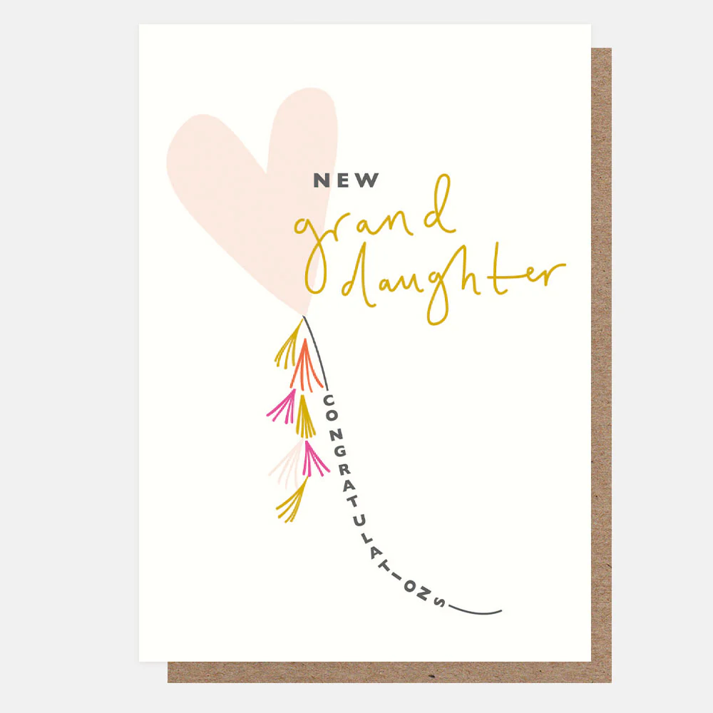 Caroline Gardner Pink Heart Balloon New Granddaughter Baby Card