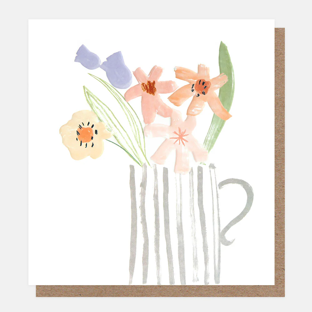 Caroline Gardner Flowers & Stripy Vase Everyday Card