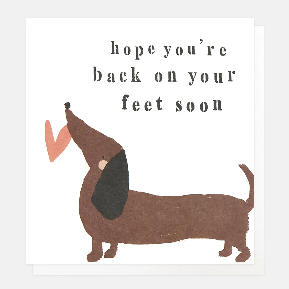 Caroline Gardner Sausage Dog & Heart Get Well Soon Card