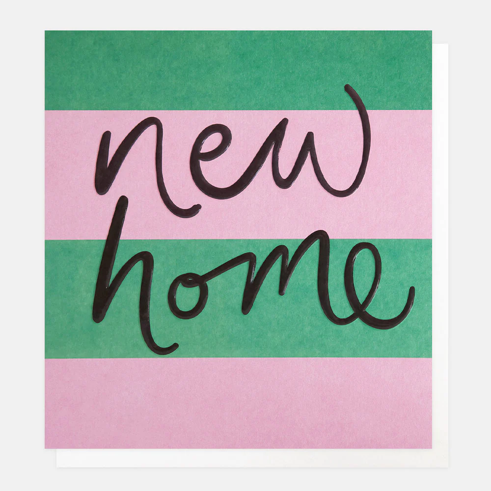 Caroline Gardner Pink/Green Stripe New Home Card