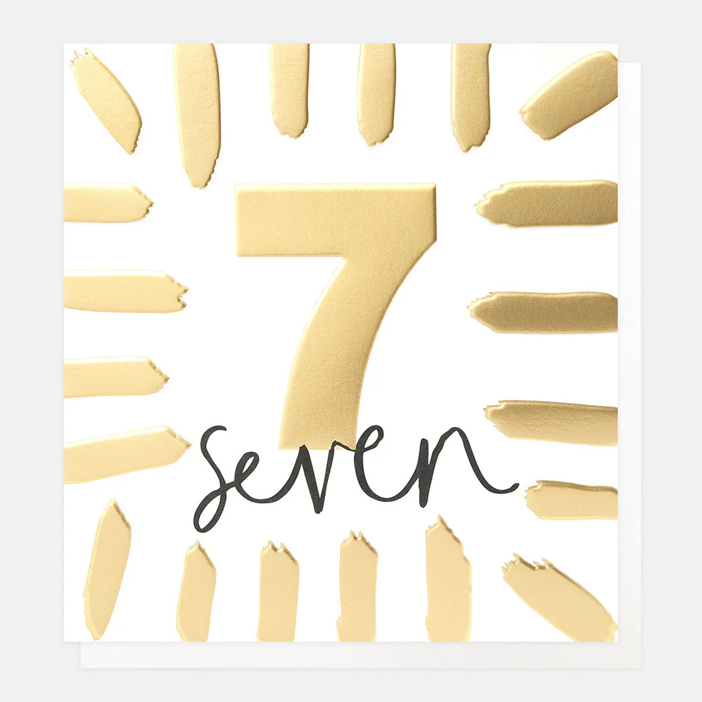 Caroline Gardner Gold Brushstrokes 7th Birthday Card