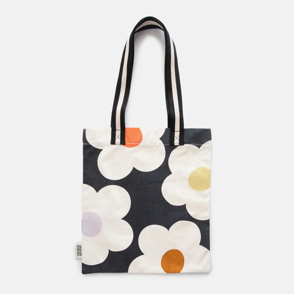 Caroline Gardner Multi Flower Charcoal Tote Bag
