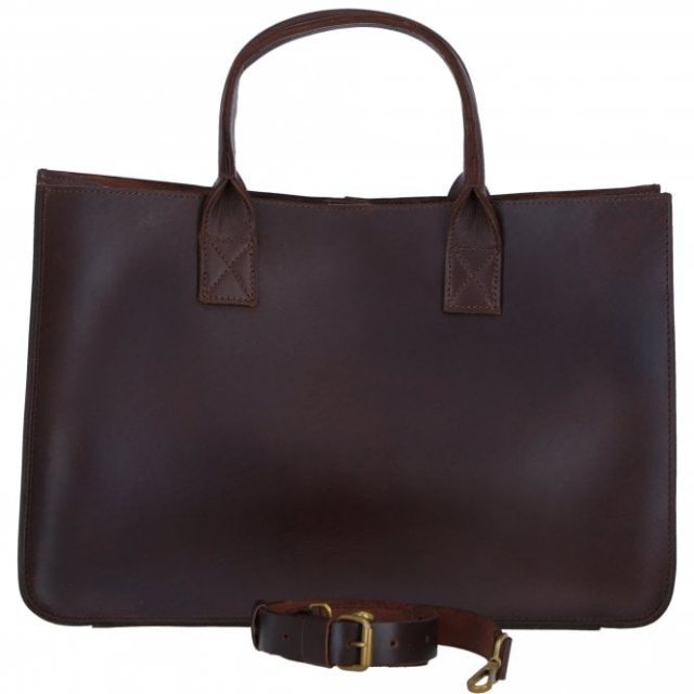 Ashwood Leather Large Structured Tote Bag with Detachable Strap and Pouch - Brandy S-03