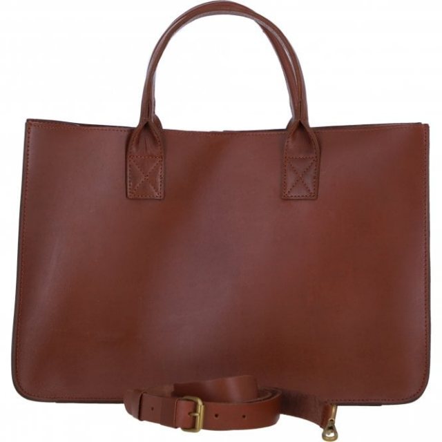 Ashwood Leather Large Structured Tote Bag with Detachable Strap and Pouch - Tan S03