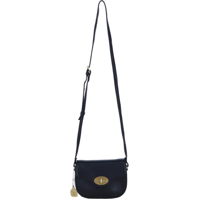 Ashwood Leather Twist Lock Small Saddle Bag - Black L32